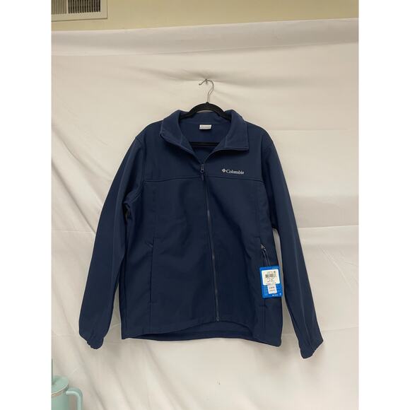 Columbia Men's Sz L Navy Blue Mt.Village Softshell Jacket Full Zip NWT - Picture 1 of 13